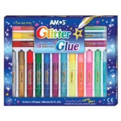 Amos Glitter Glue Boxed 18 Pack