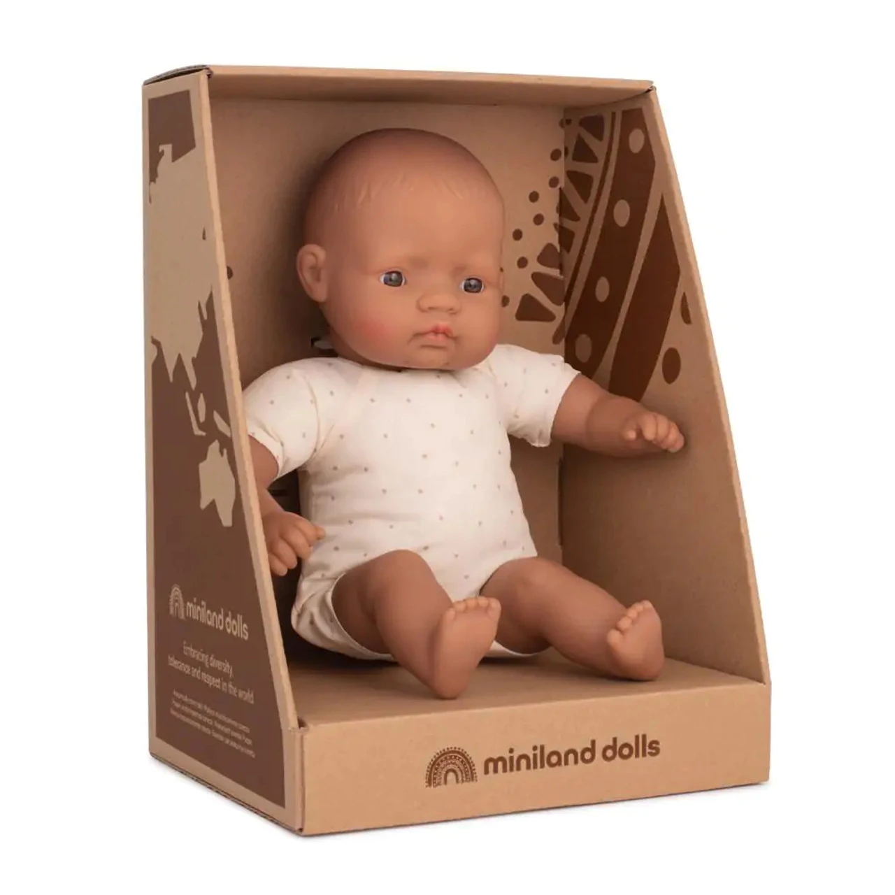 Miniland Doll 32cm - Hispanic Soft Body Baby Doll (Boxed) 2 Miniland Doll 32cm - Hispanic Soft Body Baby Doll (Boxed) - Image 2