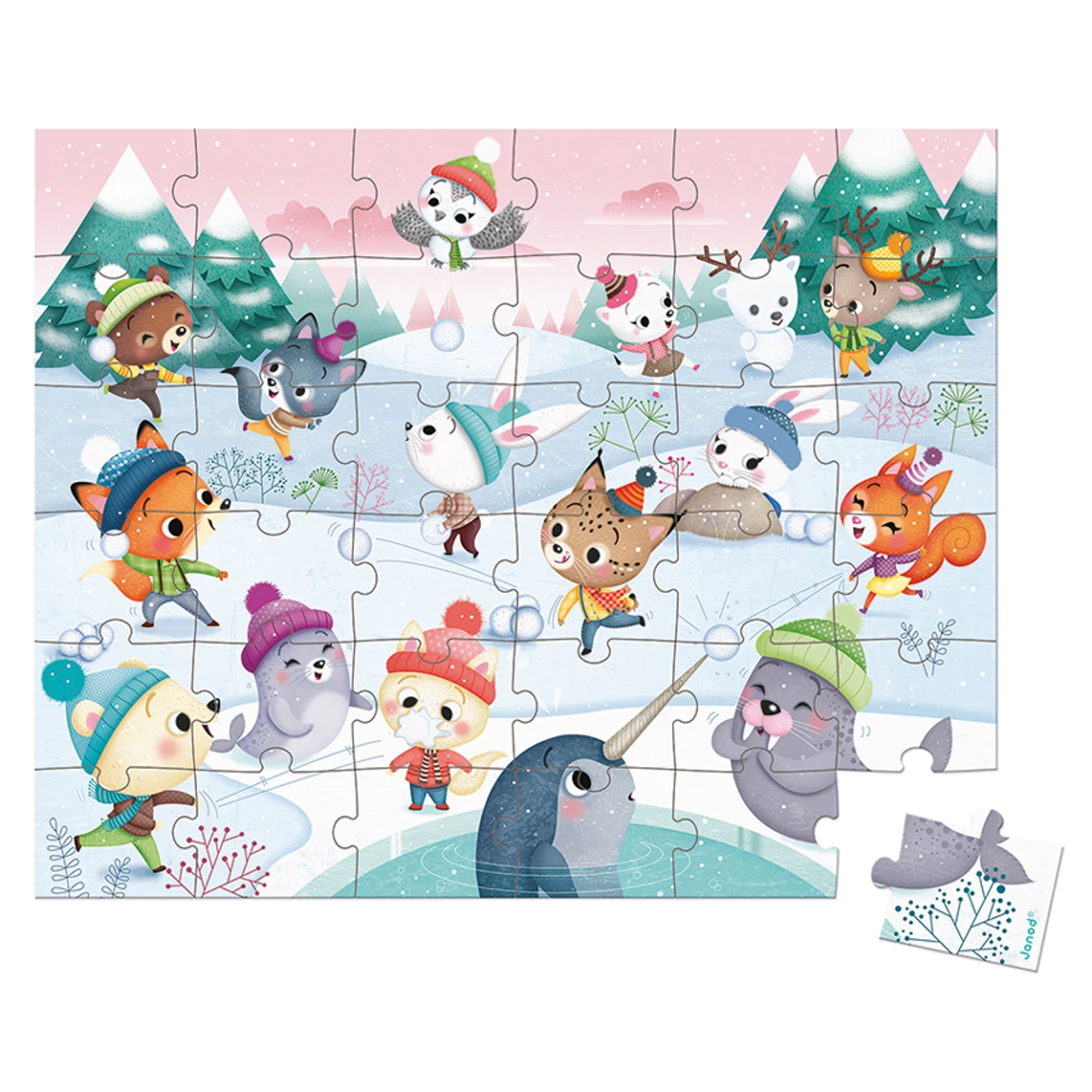 Janod - Snow Party Puzzle 36pc 2 Janod - Snow Party Puzzle 36pc - Image 2