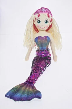 Cotton Candy - 45cm Meri Dark Pink Flip Sequined Tail Mermaid